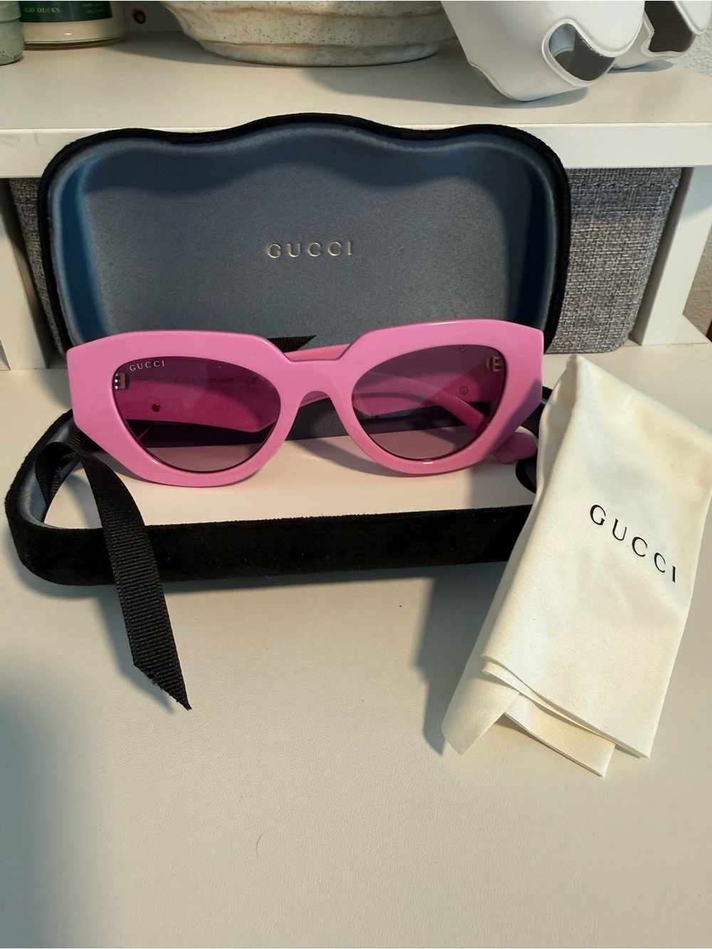 Gucci Pink Cat-Eye Sunglasses with Pink-Tinted Lenses